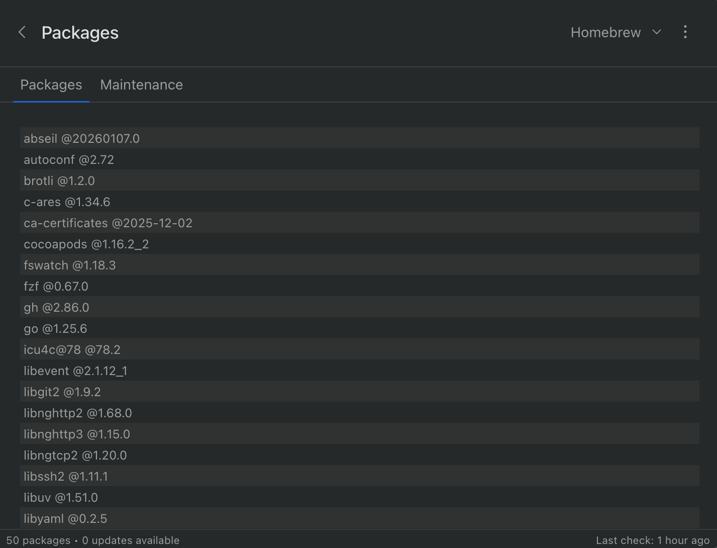 Keep track of Homebrew, Composer, npm, PIP, and RubyGems packages
