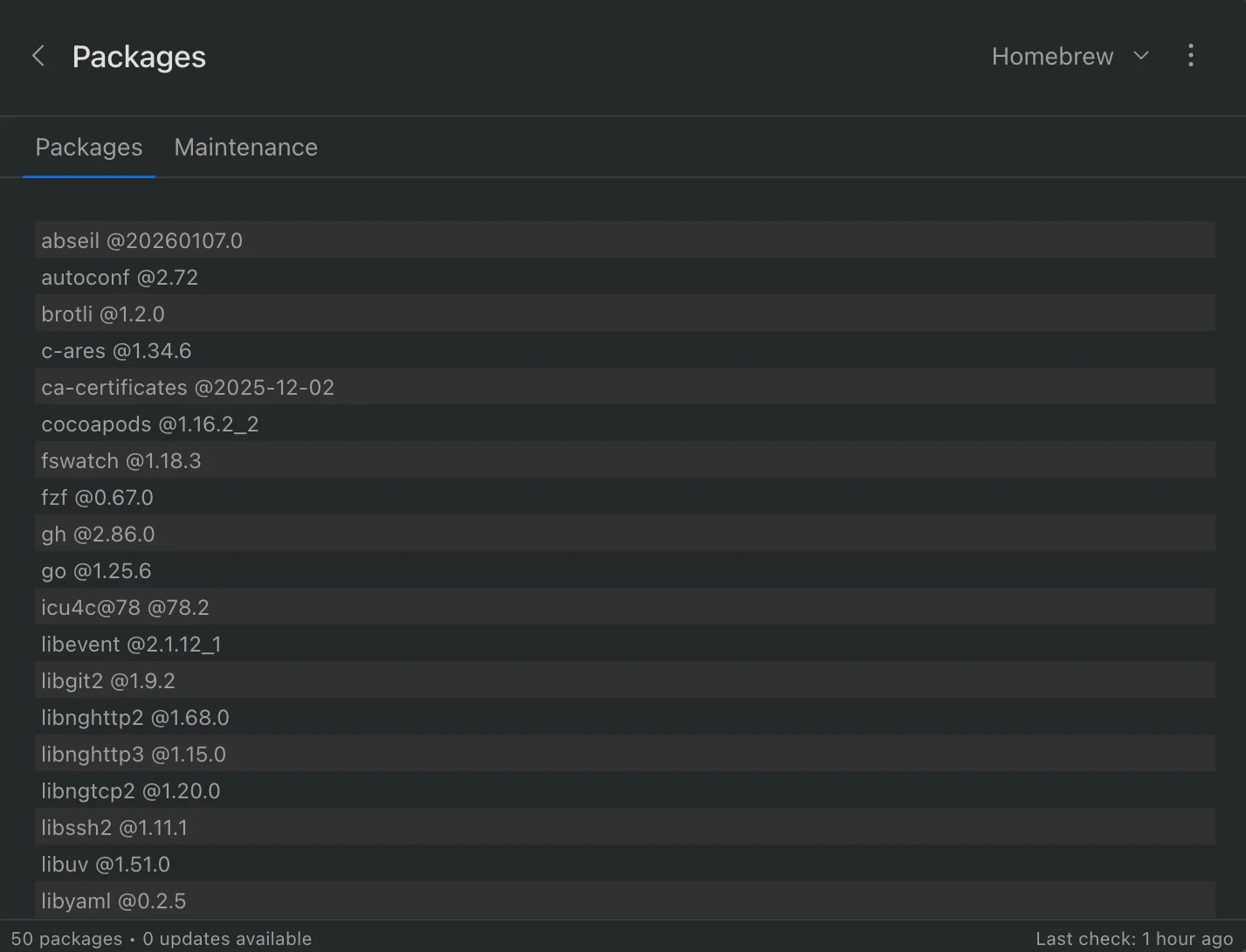 Keep track of Homebrew, Composer, npm, PIP, and RubyGems packages